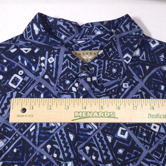 VTG Blue Geometric Hawaiian Shirt Mens Lg SOFT Natural Issue Short Sleeve Button - Picture 15 of 16